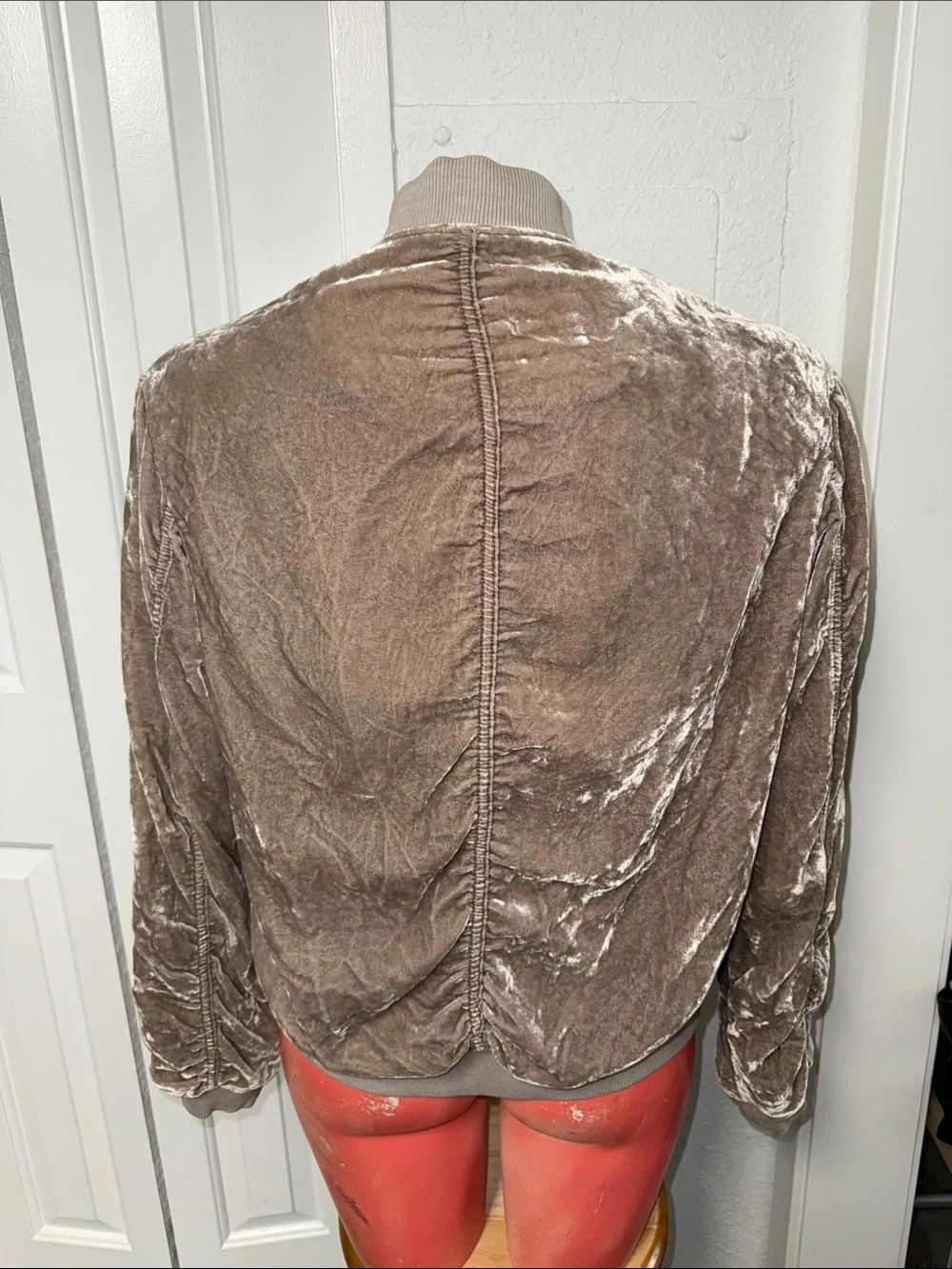 Free People ruched velvet bomber jacket
